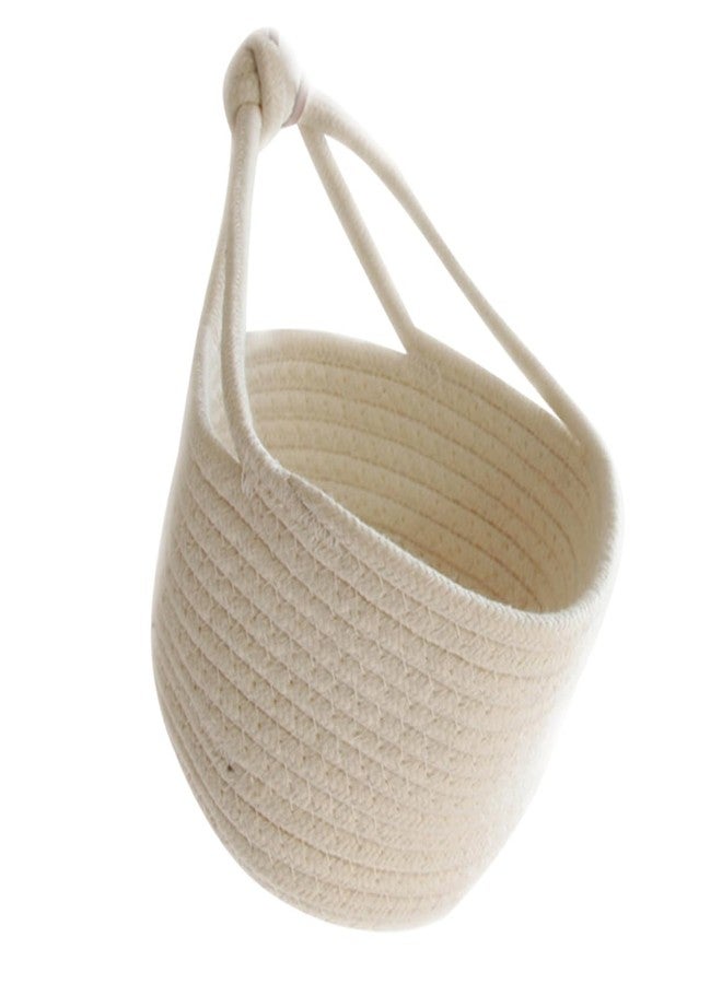 ULDIGI Hanging Cotton Rope Storage Basket 7.1 Inch Round Organizer for Kids Toys Books Sundries Nursery Wall Storage - Image 1